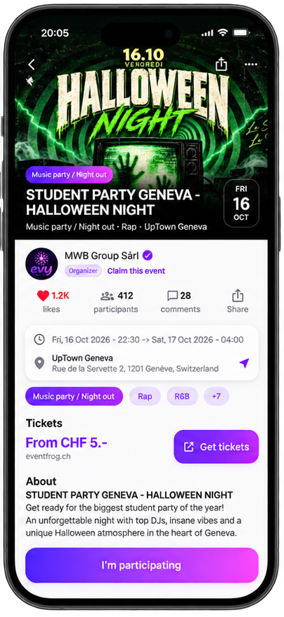 event-screen Evy - discover event around you
